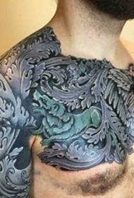 Juodos pilkos tatuiruotės stiliaus baroko tatuiruotės modelis