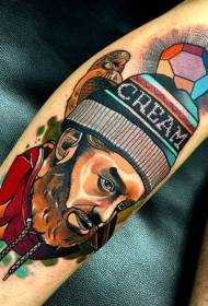 New style colorful old man hat and bird tattoo pattern