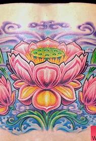 Nugaros juosmens lotoso tatuiruotės modelis