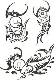 Manuscrito de tatuaxe de calamar de estilo chinés