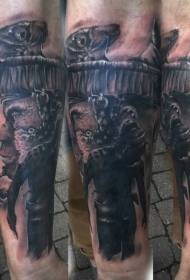 Saƙon launin launin toka mai launin shuɗi da hoton ƙirar tattoo