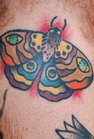 Male leg color moth tattoo picture