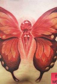 Bel modello di tatuaggio con ali di farfalla e diamante