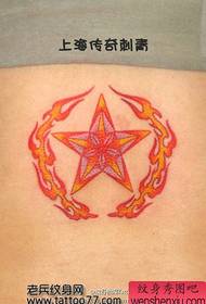 Padrão de tatuagem de chama de estrela de cinco pontas colorido bonito