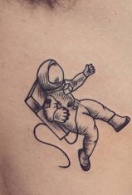 Модел на татуировка на астронавт, минималистична картина за татуировка на астронавтите отстрани на момчето