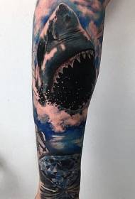 Illustrazione del tatuaggio squalo feroce modello tatuaggio squalo