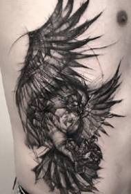 Dunkle Flügel: Eine Reihe von dominanten schwarzen Linienflügel-Tattoos für Männer