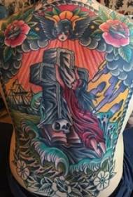 Cross tattoo multi-maľované dominancie veľké plochy kríž tetovanie vzor