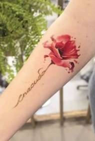 Nîşana Tattoo Flower Poppy Flower - fewend sêwiranên xweşik û xweşikên poppies ên sor