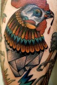 Avatar de coq coloré et motif de tatouage géométrique