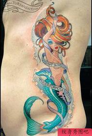 Beautiful mermaid tattoo pattern at the waist