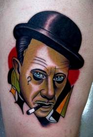 Vijesti školskog stila šareni pušač čovjek portret tetovaža