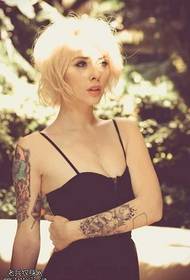 Arm white hair woman tattoo pattern