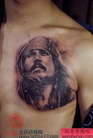 Borst caraïben piraat portret tattoo patroon