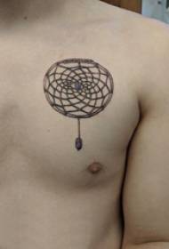 Pajęczyna tatuaż mężczyzna student klatki piersiowej czarny geometryczny tatuaż tatuaż pająka