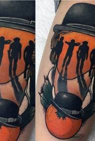 Dearadh dath láimhe de phictiúr tattoo portráide fear