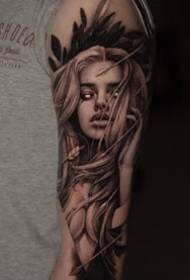 Corak tato potret tato wanita gaya realistik gaya Eropah dan Amerika