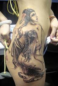 Секси женски тетовирани голи девојки портрет тетоважа работи
