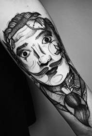 Model de tatuaj portret bărbat amuzant în stil negru