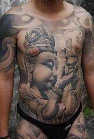 Ο άνθρωπος ολόκληρο το σώμα μεγάλο σχέδιο τατουάζ του Βούδα