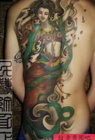 Frumoasă floare de zână pe spate, model de tatuaj Dunhuang
