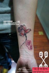 Knabino brako bela lotuso tatuaje ŝablono