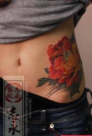 I-enhle side wavy enhle imibala ye-peony flower tattoo iphethini