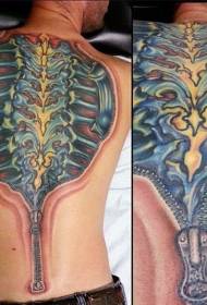 Disseny masculí del tatuatge de la columna vertebral complet del patró del tatuatge de la columna vertebral masculina