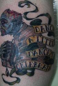 Колір ноги зомбі людина з англійським малюнком татуювання