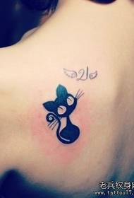 Modello di tatuaggio gatto spalla tom carino per ragazze