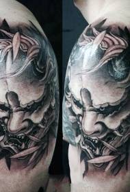 Japanese Ghost Mask Tattoo Faceted Horror Japanese Ghost Mask Tattoo Pattern