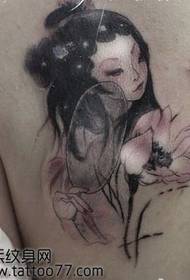 Lindo patrón de tatuaxe de flor de loto de beleza clásica