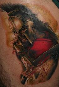 斯巴达战士写实纹身图案