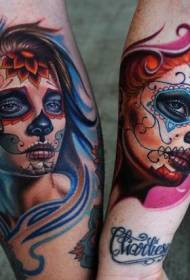 Creatief arm dood godin geschilderd tattoo patroon