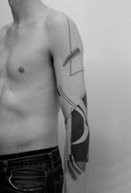 Geometric tattoo male student arm on geometric tattoo sketch picture