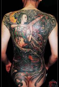 Mannelijke rug mooie rugschoonheid die Tian Dunhuang-tatoegeringspatroon vliegen