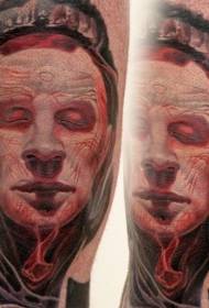 Színes új iskola férfi portré tetoválás minta