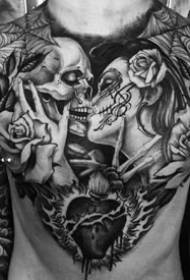 Muška prsa 8 crni cvijet tetovaža uzorak djeluje