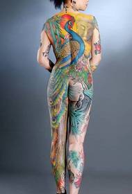 الإناث تقدير الوشم الجسم: مليون لون الجمال الطاووس بوذا تبادل لاطلاق النار الوشم الصورة