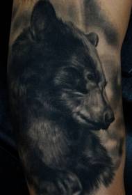 Black realistic bear tattoo pattern