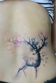 Model de tatuaj de acuarelă de cerneală cu alunecare de stropi de elk