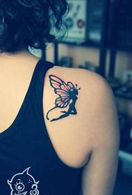Patrón de tatuaje de elfo de mariposa clásico popular de hombros traseros para niñas