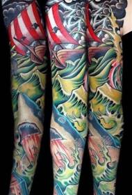 Illustration de tatouage de requin multiple motif de tatouage de requin réaliste