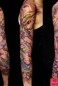 Beautiful arm beautiful colored flower arm magpie with plum tattoo pattern