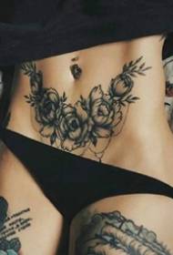 Gambar gadis tato _20 seksi dan penggemar perempuan pola tato abu-abu hitam bekerja