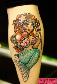 Beautiful mermaid tattoo pattern on the legs