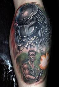 Nuovo modello di tatuaggio guerriero smeraldo colorato tradizionale