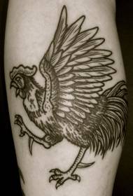 Kar fekete tintával szürke kakas tetoválás képet