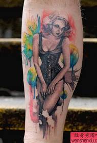 Patrón de tatuaje de belleza sexy de pierna pop