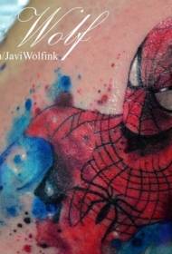 I-Watercolor splash ikhathuni indoda iqhawe le-spiderman tattoo